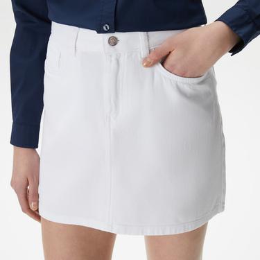  Kadın Regular Fit Beyaz Etek