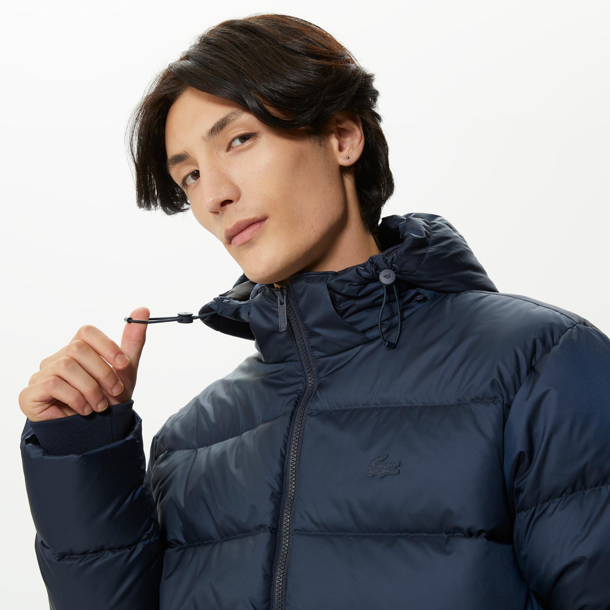 Lacoste Erkek Kapüşonlu Kapitone Lacivert Mont