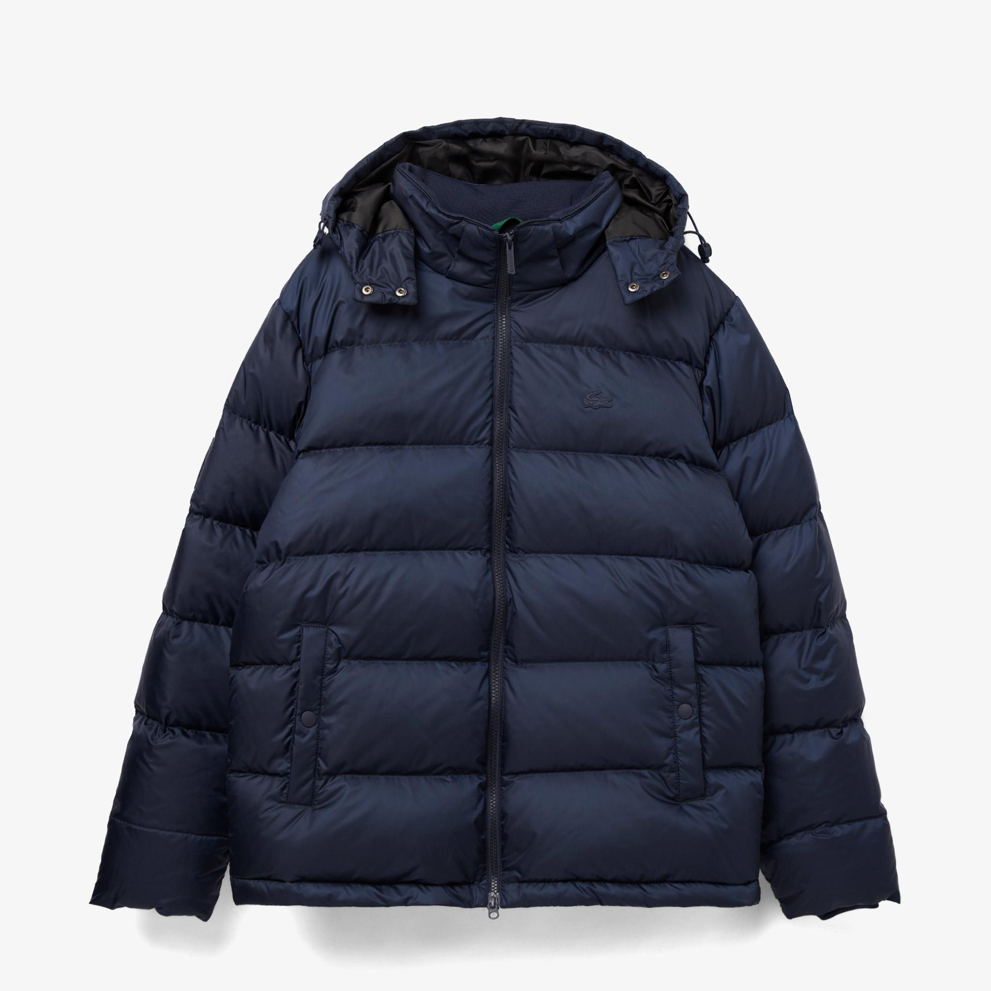 Lacoste Erkek Kapüşonlu Kapitone Lacivert Mont