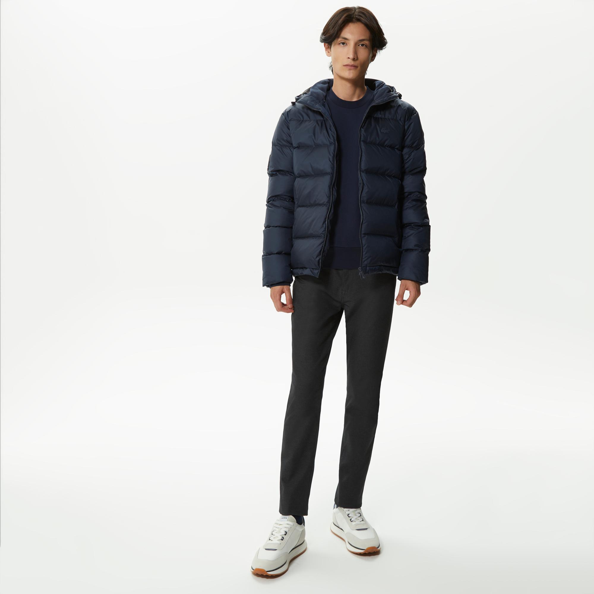 Lacoste Erkek Kapüşonlu Kapitone Lacivert Mont