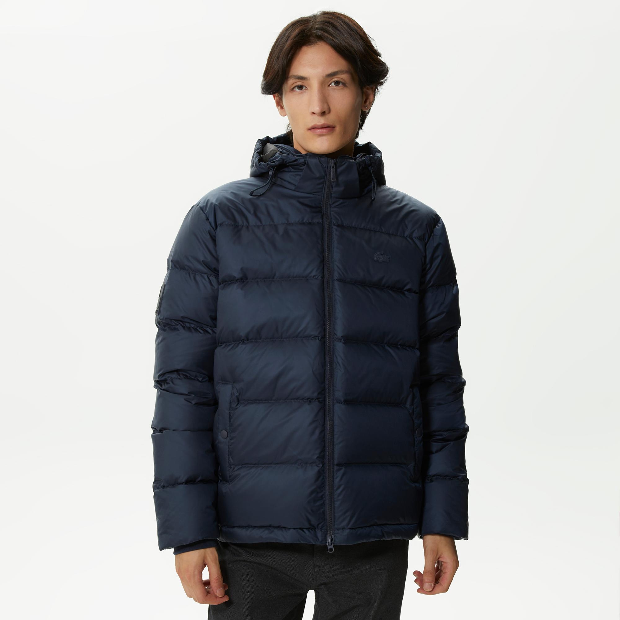 Lacoste Erkek Kapüşonlu Kapitone Lacivert Mont
