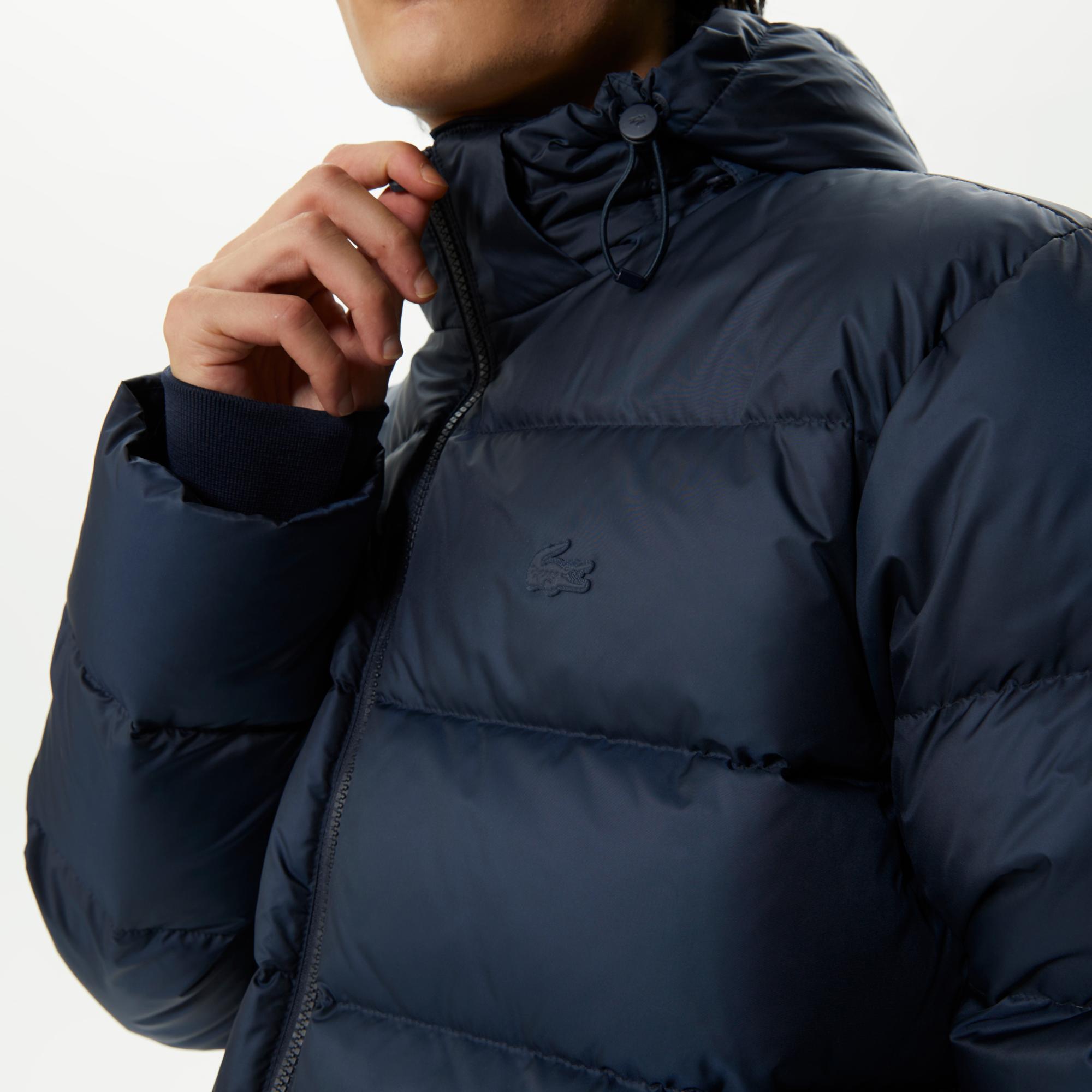 Lacoste Erkek Kapüşonlu Kapitone Lacivert Mont