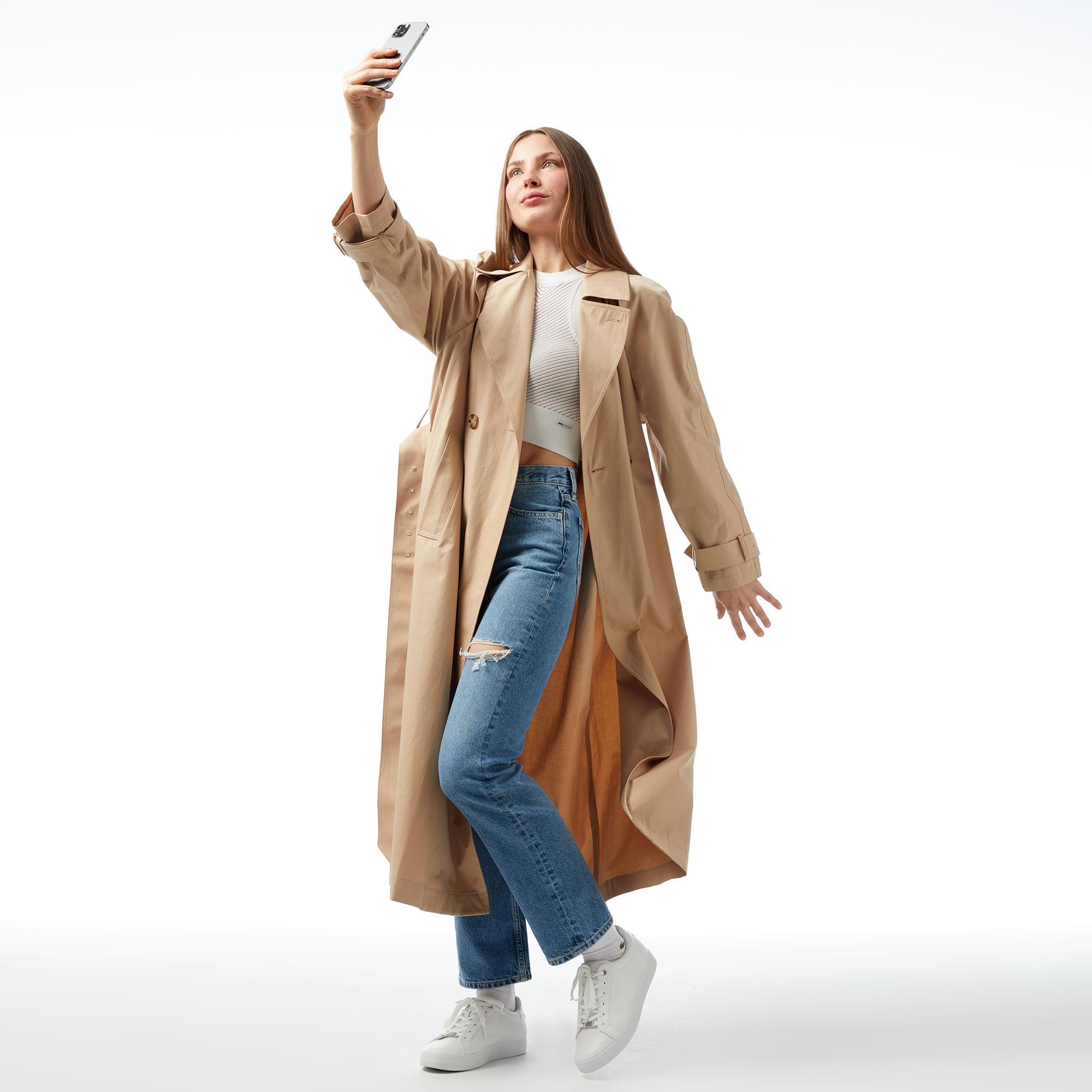 Calvin Klein Cut Out Shoulder Trench Kahverengi Kadın Mont