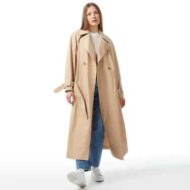  Calvin Klein Cut Out Shoulder Trench Kahverengi Kadın Mont