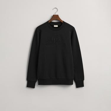  GANT Erkek Siyah Regular Fit Bisiklet Yaka Logolu Sweatshirt