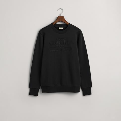  GANT Erkek Siyah Regular Fit Bisiklet Yaka Logolu Sweatshirt