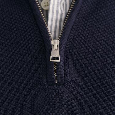  GANT Erkek Lacivert Regular Fit Yarım Fermuarlı Kazak