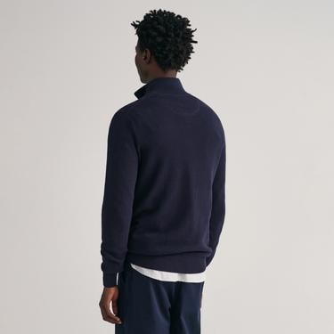  GANT Erkek Lacivert Regular Fit Yarım Fermuarlı Kazak