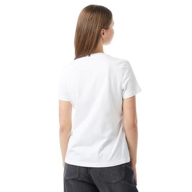  Tommy Hilfiger Reg Signature Kadın Beyaz T-Shirt