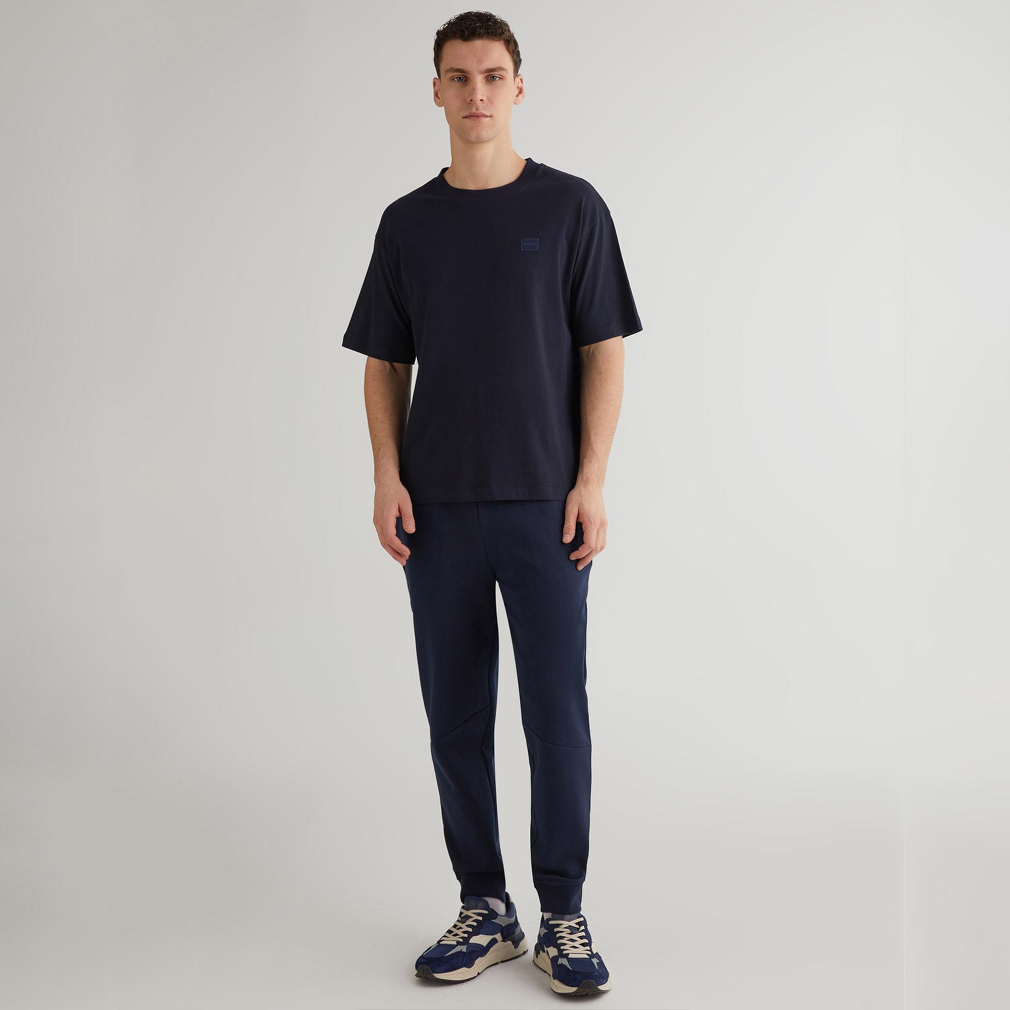GANT Erkek Lacivert Relaxed Fit Bisiklet Yaka Logolu T-shirt