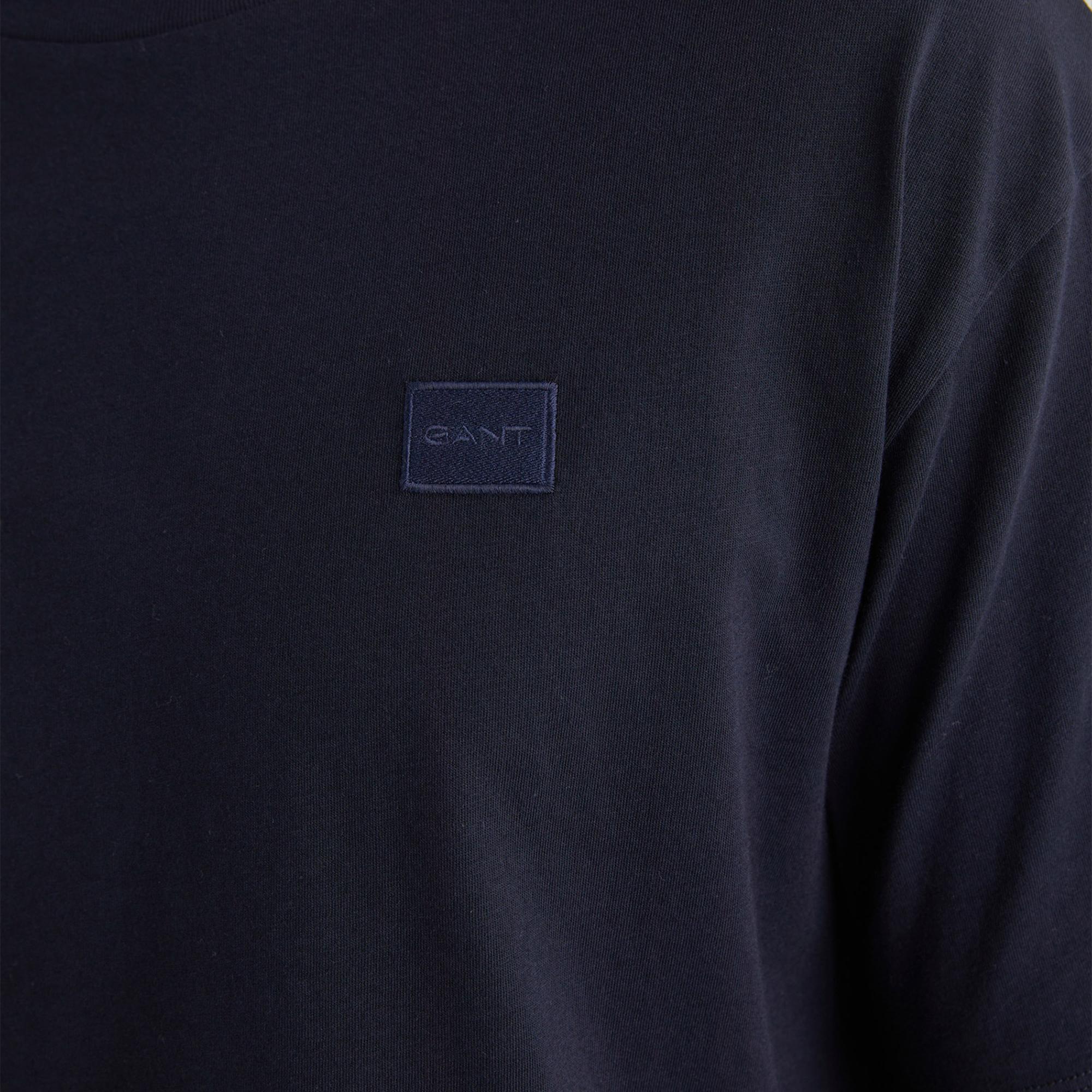 GANT Erkek Lacivert Relaxed Fit Bisiklet Yaka Logolu T-shirt