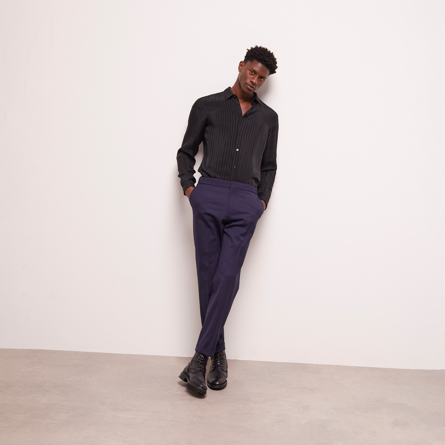  The Kooples Erkek Lacivert Yün Pantolon