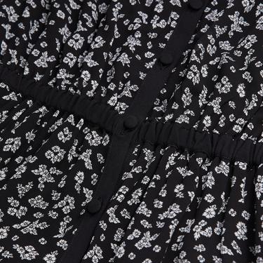  The Kooples Kadın Uzun Kollu V Yaka Çiçek Desenli Siyah Elbise