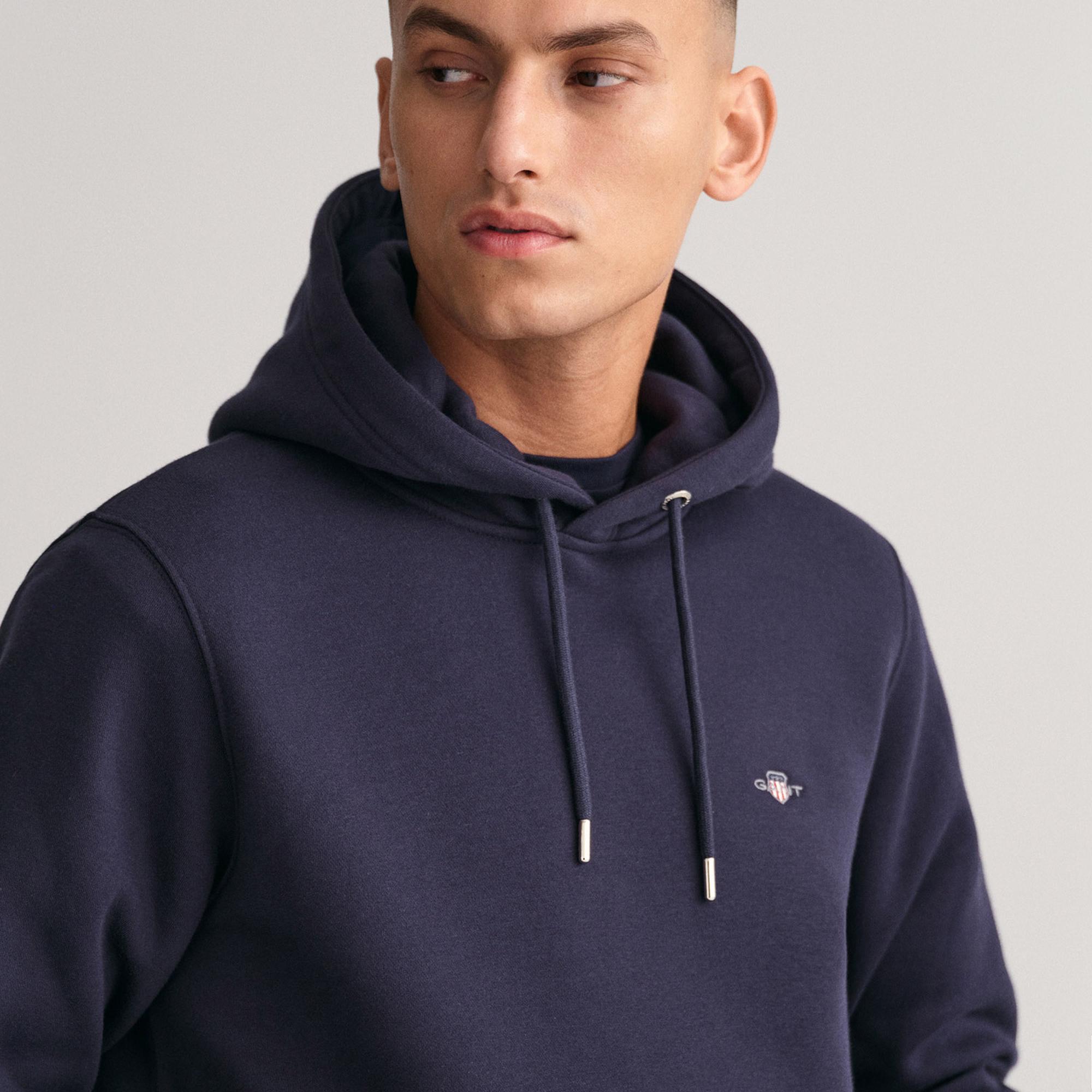 Gant Erkek Lacivert Regular Fit Kapüşonlu Sweatshirt