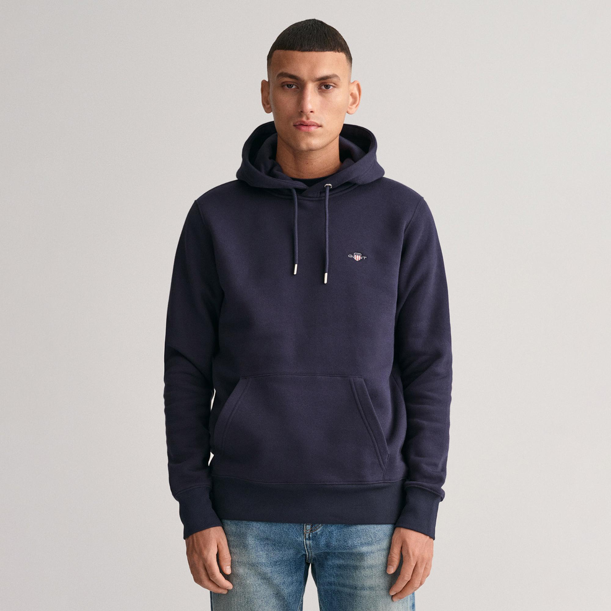 Gant Erkek Lacivert Regular Fit Kapüşonlu Sweatshirt