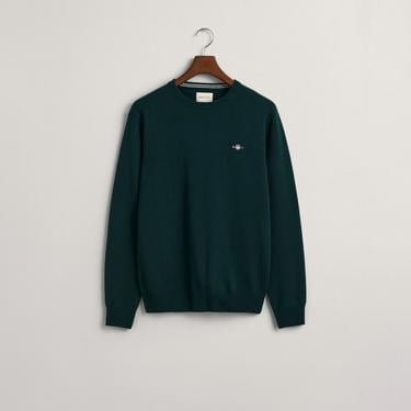  Gant Erkek Yeşil Regular Fit Bisiklet Yaka Yün Kazak