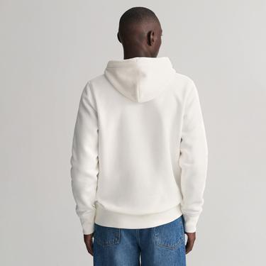  GANT Erkek Beyaz Regular Fit Kapüşonlu Logolu Sweatshirt