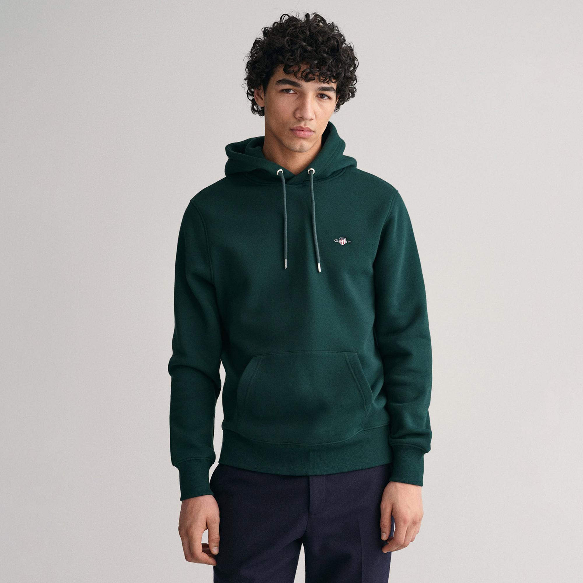 Gant Erkek Yeşil Regular Fit Kapüşonlu Sweatshirt