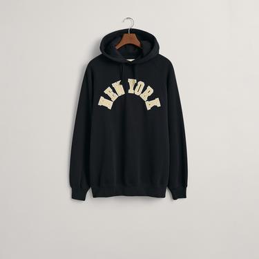  GANT Erkek Siyah Oversize Fit Kapüşonlu Logolu Sweatshirt