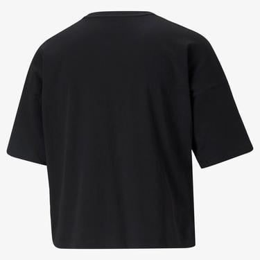  Puma Ess Cropped Logo Light Straw Kadın Siyah Günlük T-Shirt