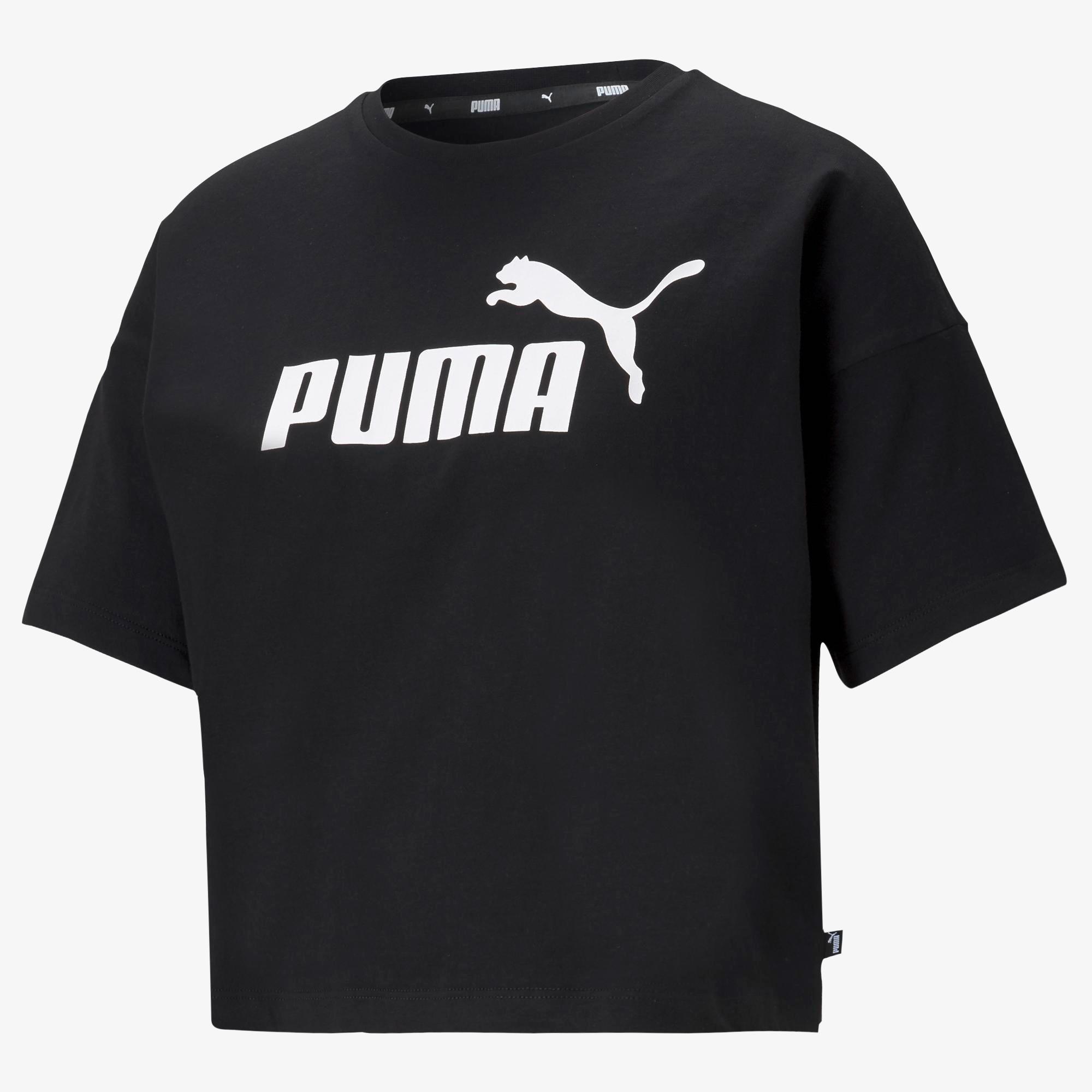 Puma Ess Cropped Logo Light Straw Kadın Siyah Günlük T-Shirt