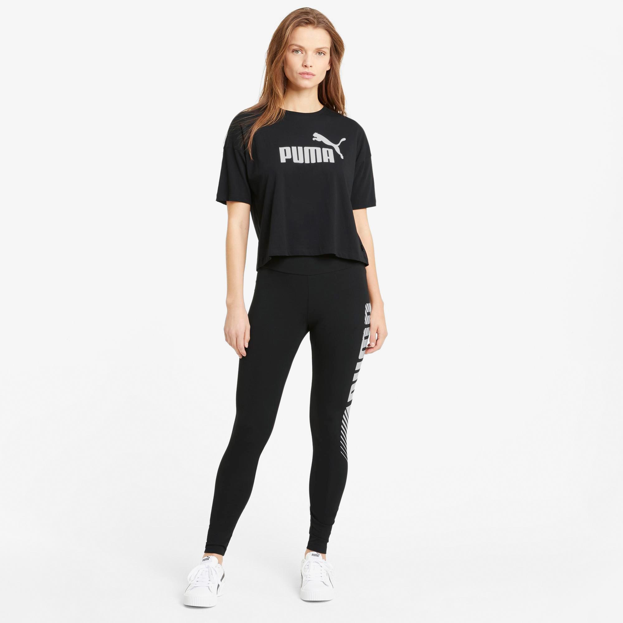 Puma Ess Cropped Logo Light Straw Kadın Siyah Günlük T-Shirt