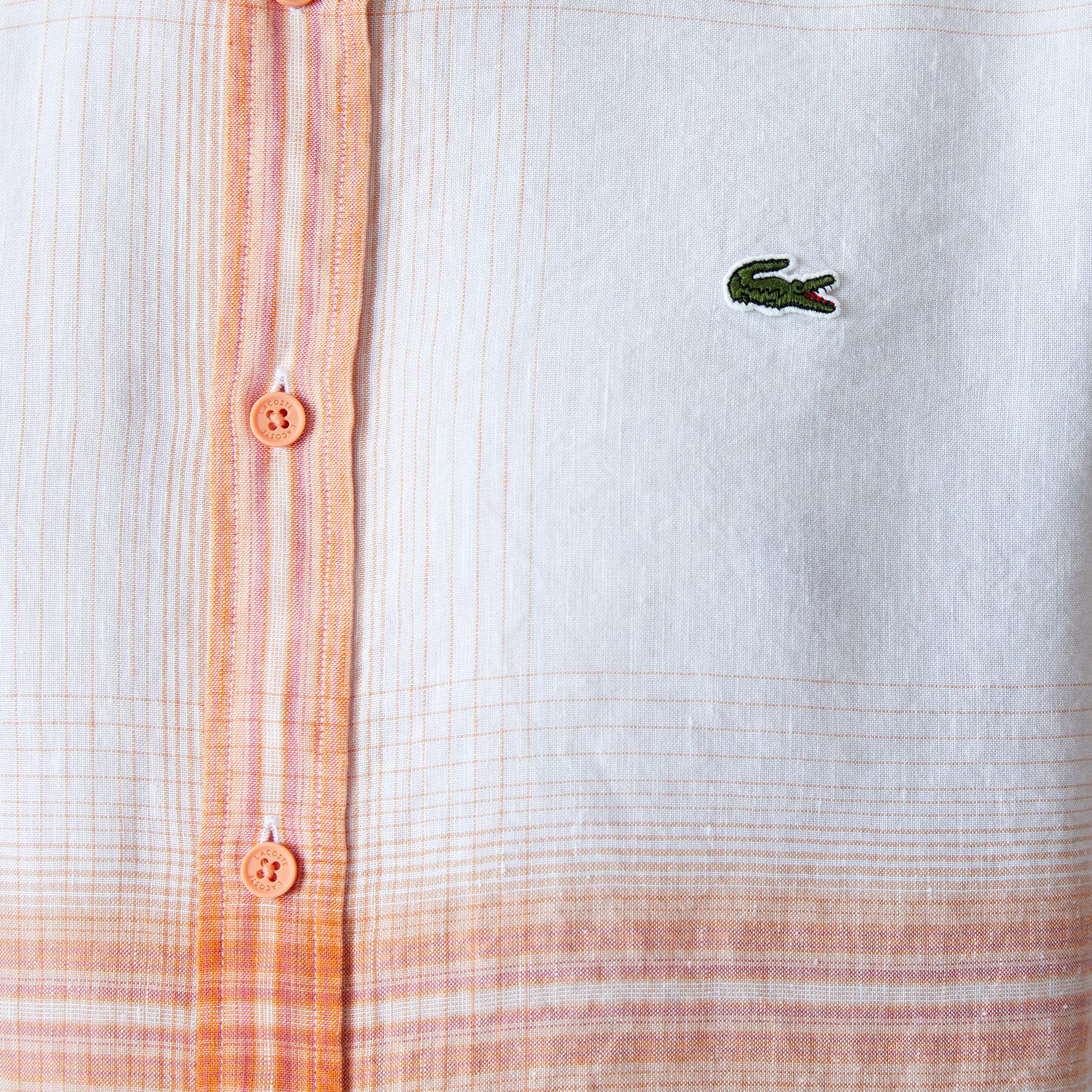 Erkek Regular Fit Ekose Turuncu Gömlek