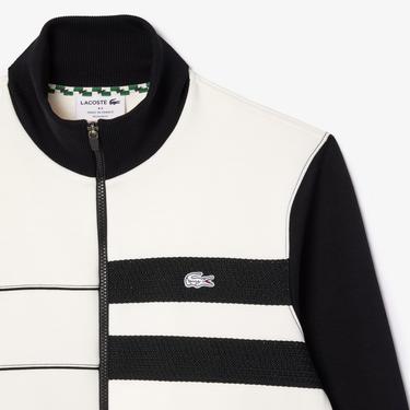  Erkek Regular Fit Dik Yaka Renk Bloklu Beyaz Sweatshirt