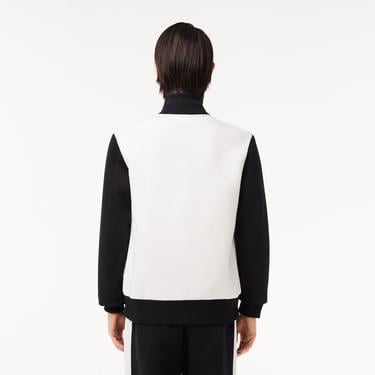  Erkek Regular Fit Dik Yaka Renk Bloklu Beyaz Sweatshirt