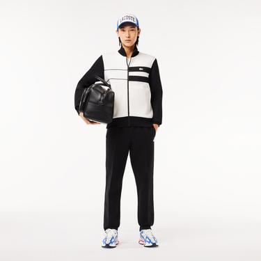  Erkek Regular Fit Dik Yaka Renk Bloklu Beyaz Sweatshirt