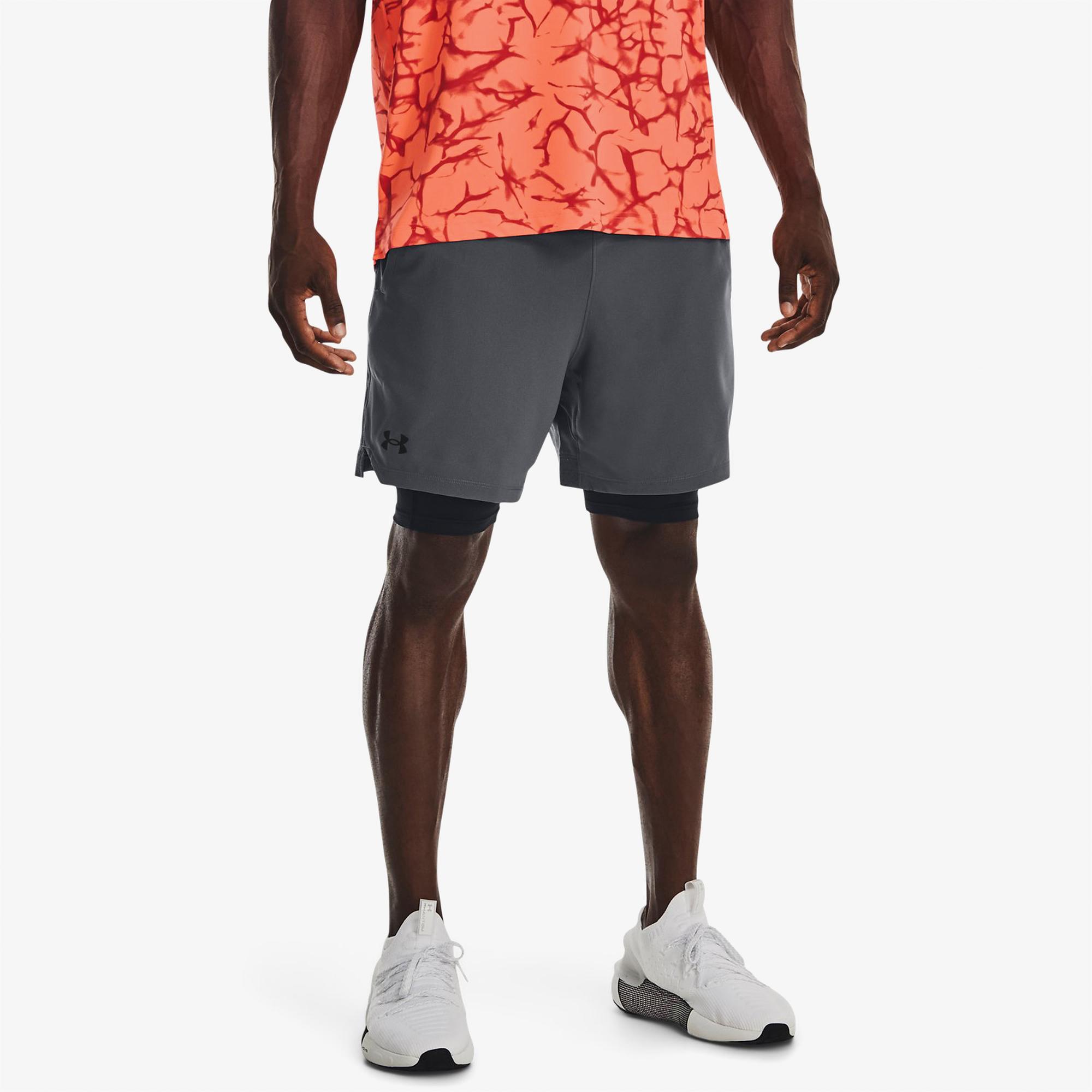 Under Armour Vanish Dokuma 2'si 1 Arada Erkek Gri Şort