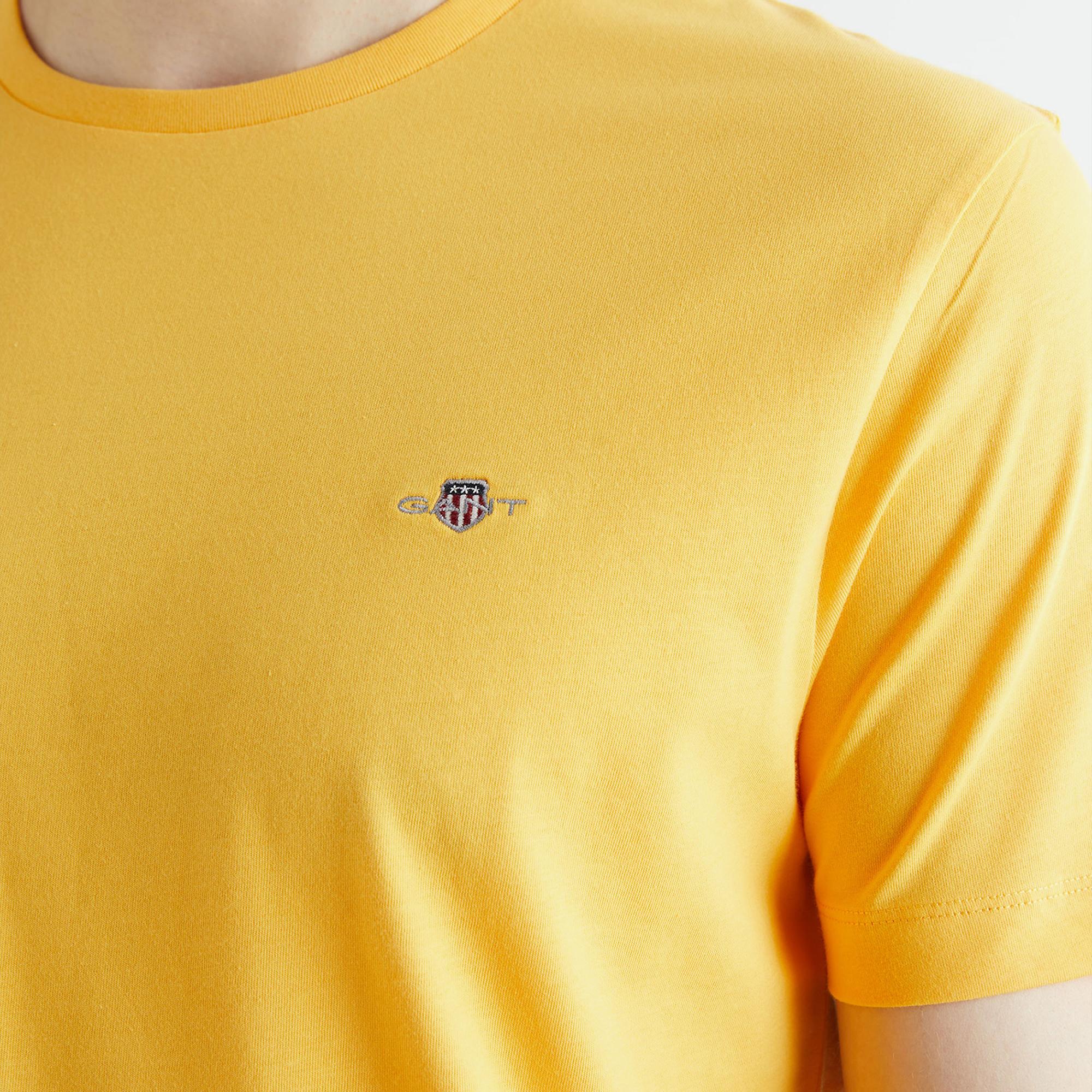 GANT Erkek Sarı Regular Fit Bisiklet Yaka T-Shirt