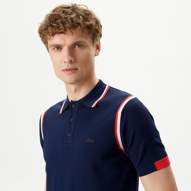  Erkek Regular Fit Polo Yaka Renk Bloklu Lacivert Triko