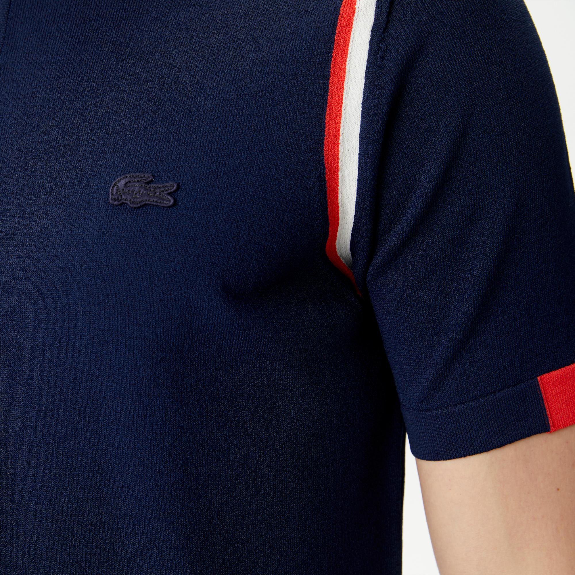 Erkek Regular Fit Polo Yaka Renk Bloklu Lacivert Triko