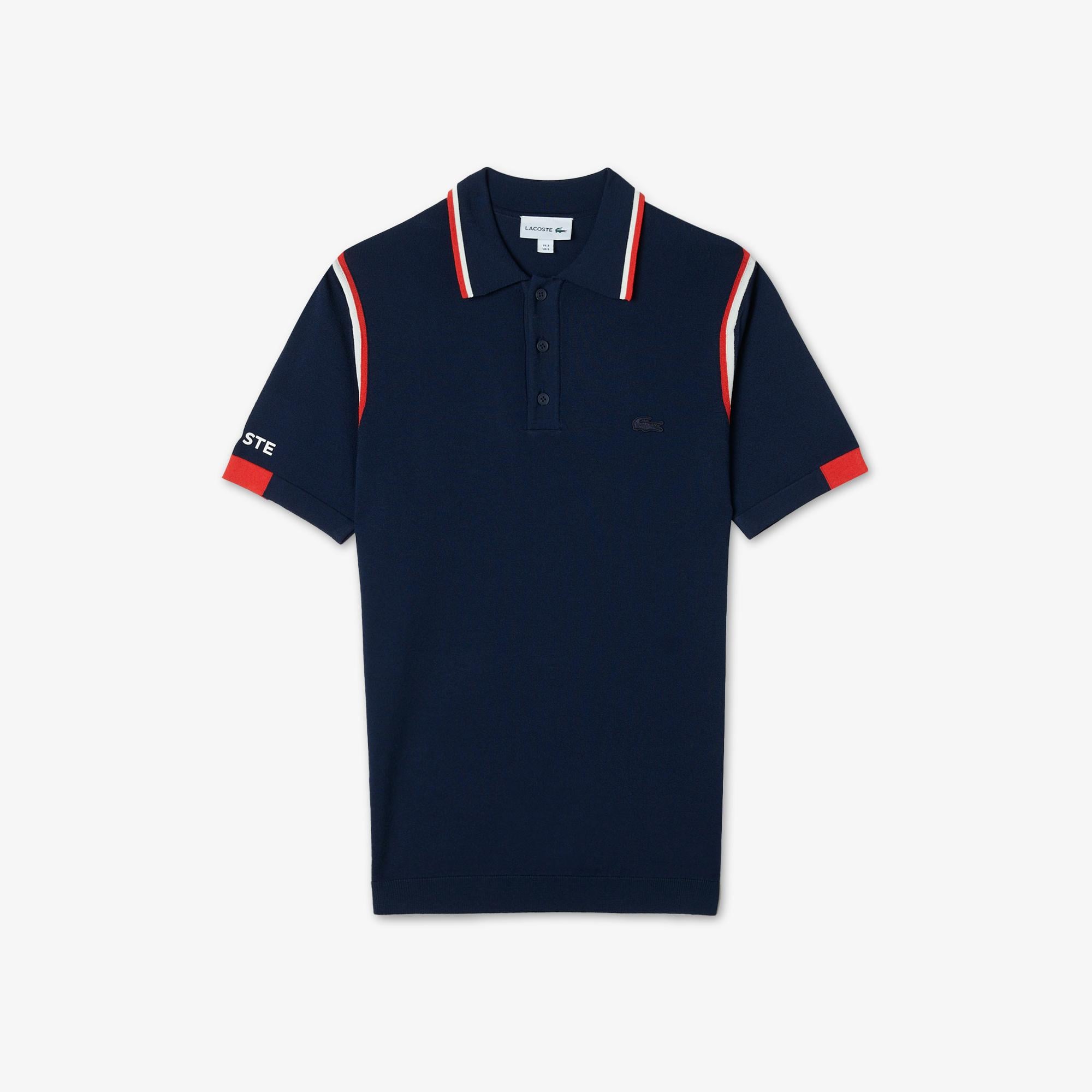 Erkek Regular Fit Polo Yaka Renk Bloklu Lacivert Triko
