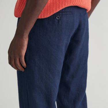  GANT Erkek Lacivert Relaxed Fit Keten Pantolon