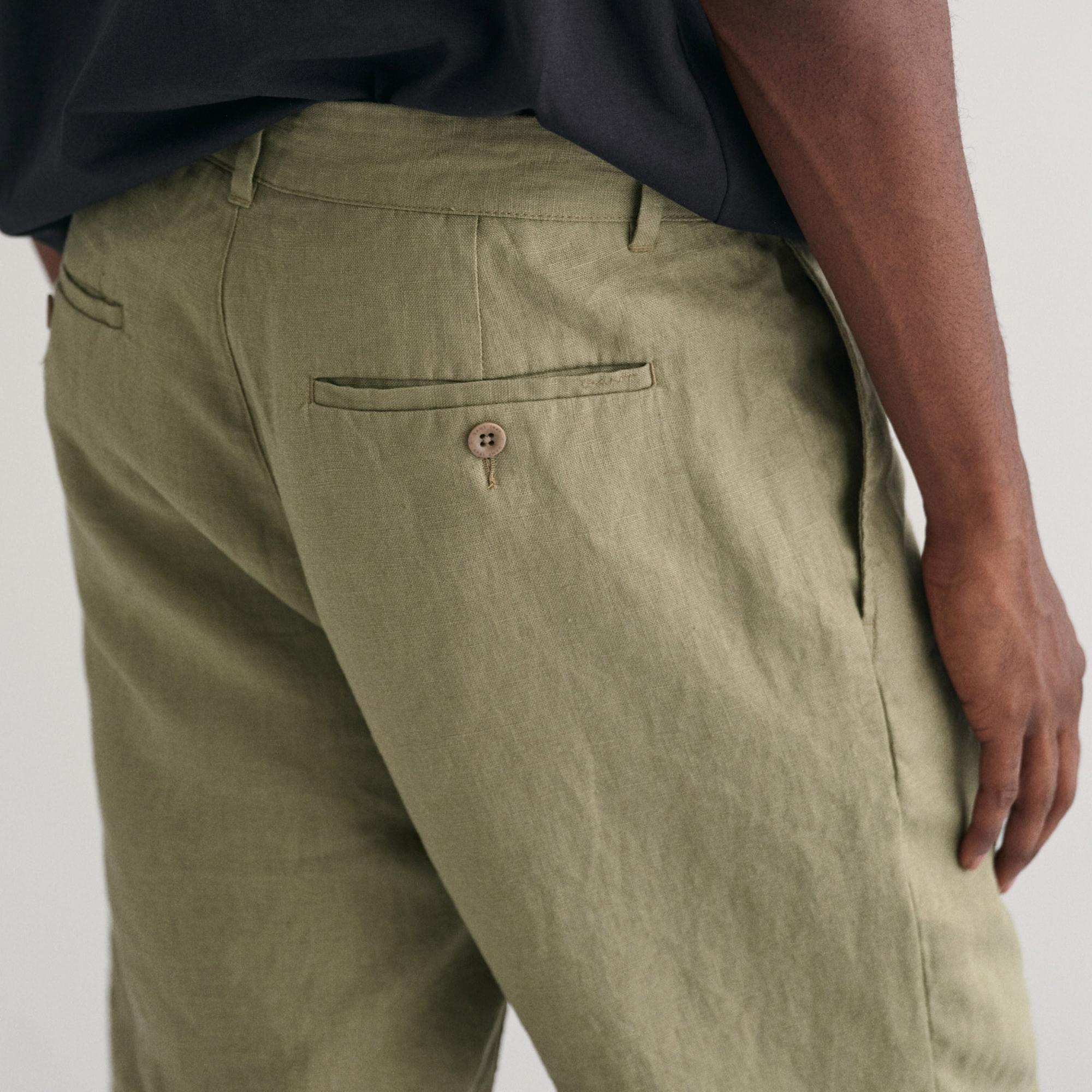 GANT Erkek Yeşil Relaxed Fit Keten Şort