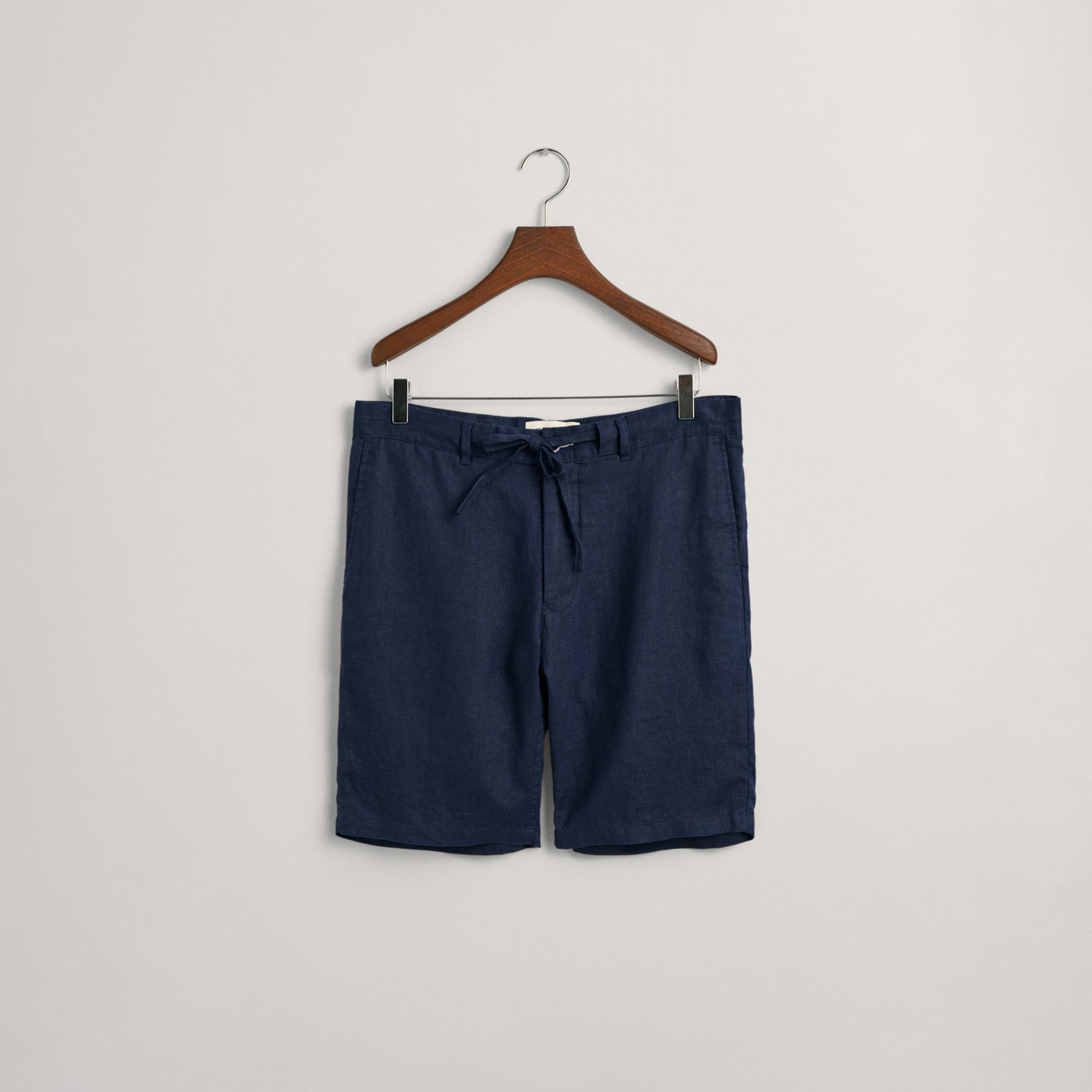 GANT Erkek Lacivert Relaxed Fit Keten Şort