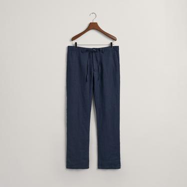  GANT Erkek Lacivert Relaxed Fit Keten Pantolon