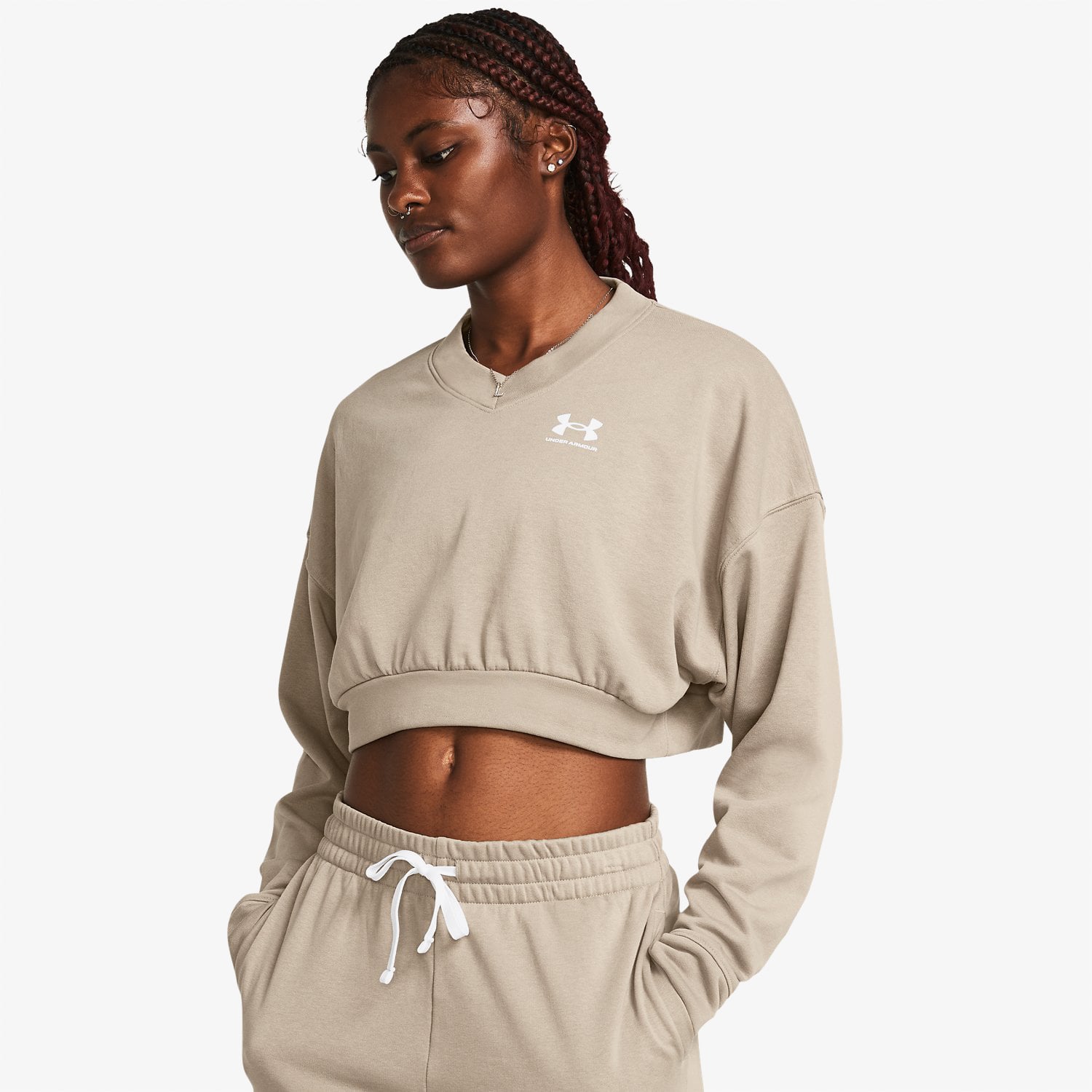  Under Armour Rival Terry Kadın Kahverengi Günlük Günlük Sweatshirt