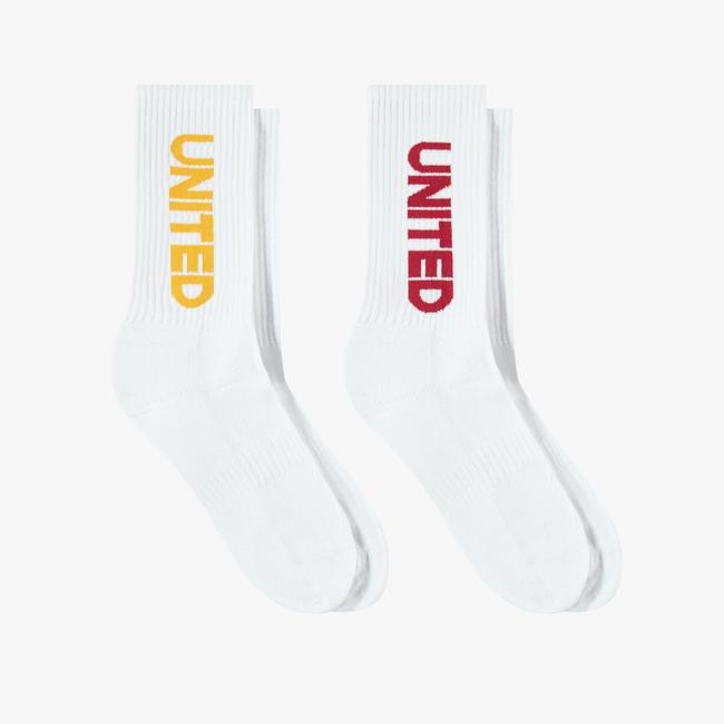  UNITED4 Unisex Beyaz 2'li Çorap