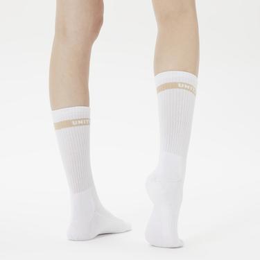  UNITED4 Street Crew Kadın Çizgili Beyaz 3'lü Çorap