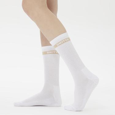  UNITED4 Street Crew Kadın Çizgili Beyaz 3'lü Çorap