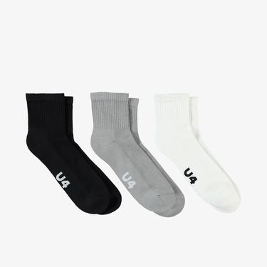  UNITED4 Core Unisex Siyah/Gri/Beyaz 3'lü Çorap