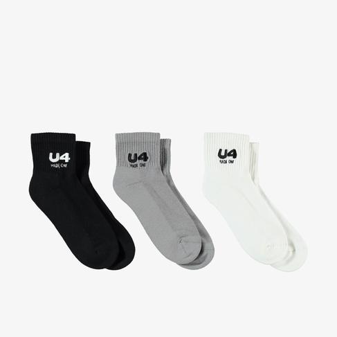  UNITED4 Core Unisex Siyah/Gri/Beyaz 3'lü Çorap