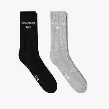  UNITED4 Core Erkek Gri/Siyah 2'li Çorap