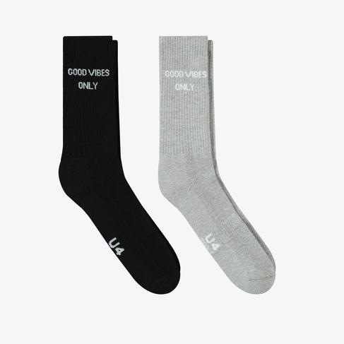  UNITED4 Core Erkek Gri/Siyah 2'li Çorap