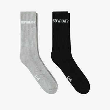  UNITED4 Core Erkek Gri/Siyah 2'li Çorap