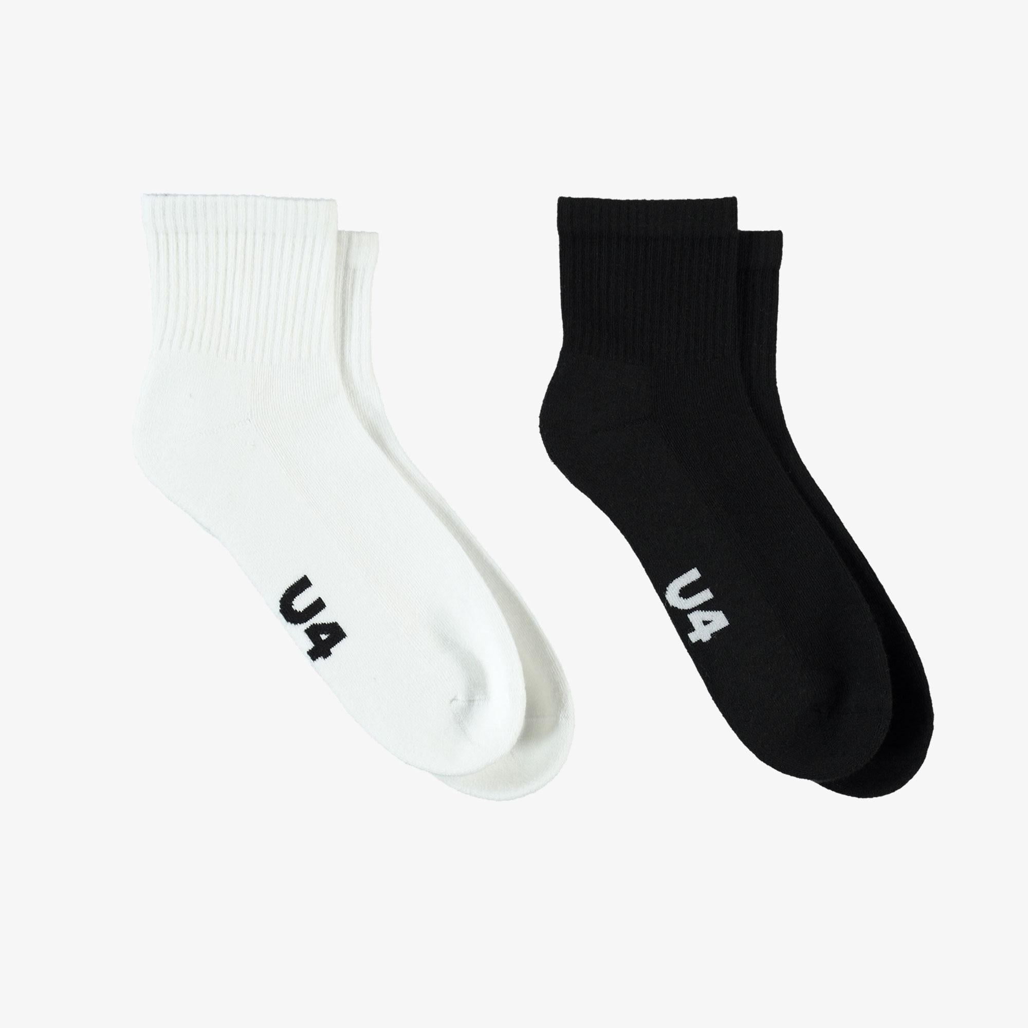 UNITED4 Unisex Siyah/Beyaz 2'li Çorap