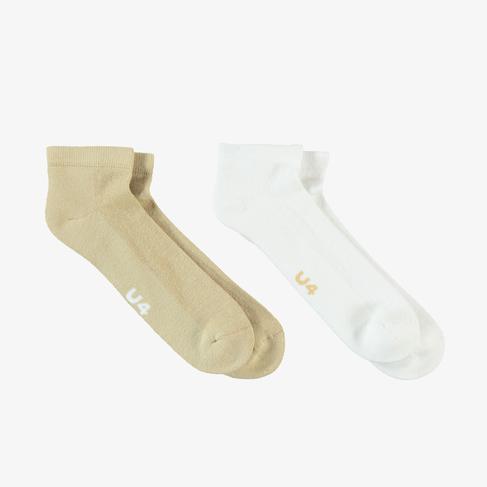  UNITED4 Unisex Beyaz/Kahverengi 2'li Çorap